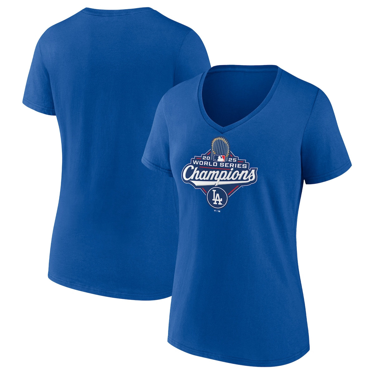 LA Dodgers Back To Back Champions Shirt Los Angeles Dodgers 2025 World Series Champions Logo V-Neck-1