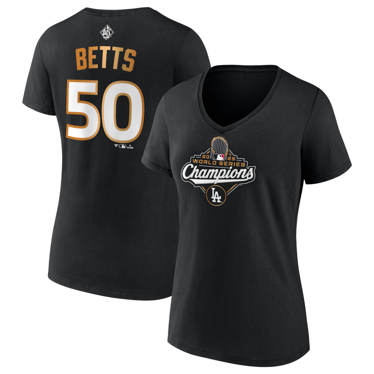 LA Dodgers Back To Back Champions Shirt Los Angeles Dodgers Mookie Betts 2025 World Series Champions V-Neck-1