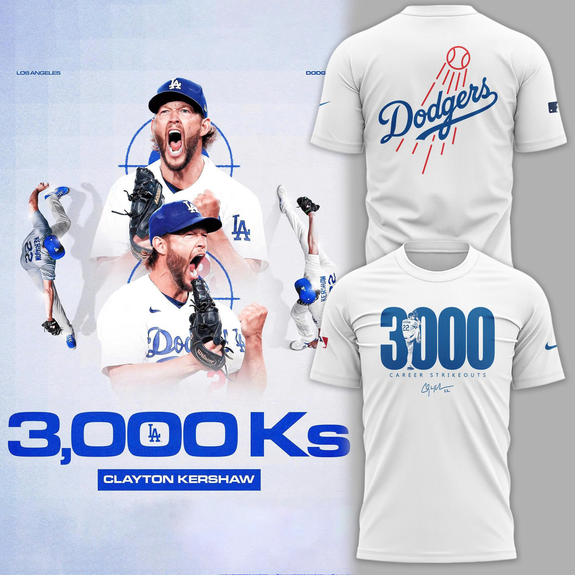 LA Dodgers Kershaw T-Shirt Dodger Champion Shirt Signature Apparel Baseball Fans Gifts-1