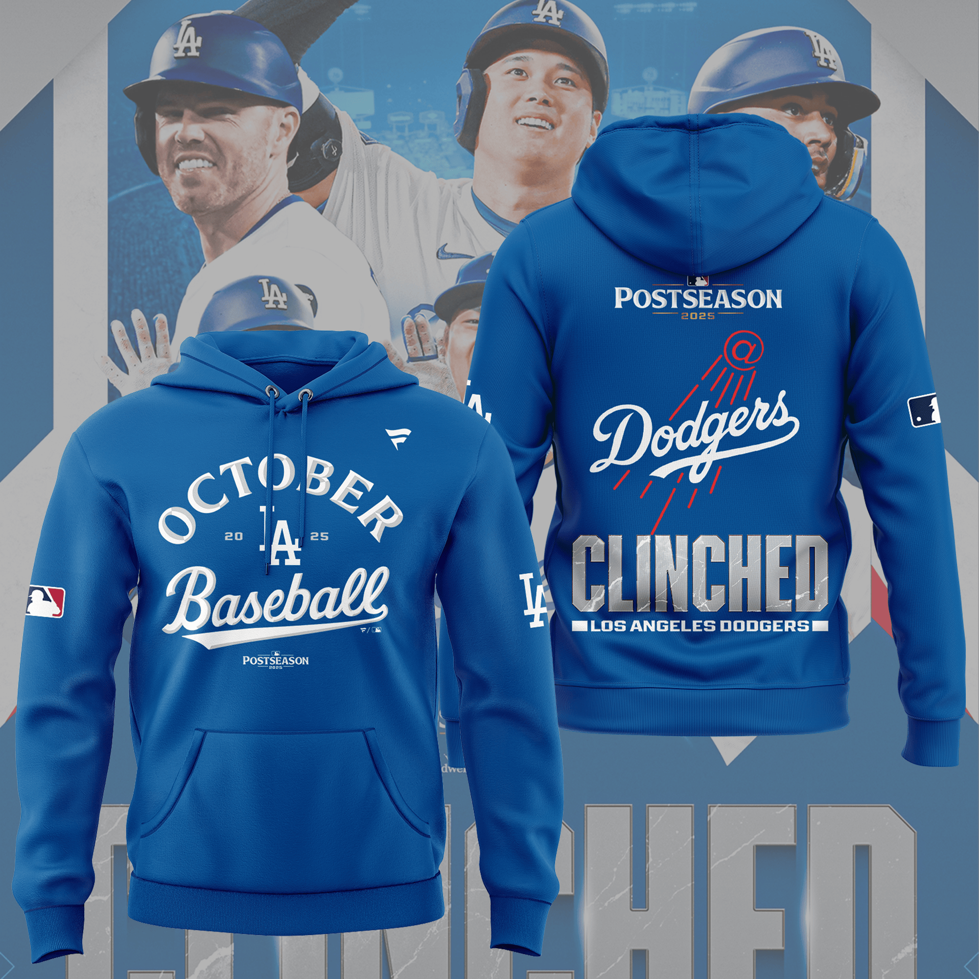LA Dodgers Postseason Hoodie Clinched Los Angeles Dodgers Baseball Player Gifts-1
