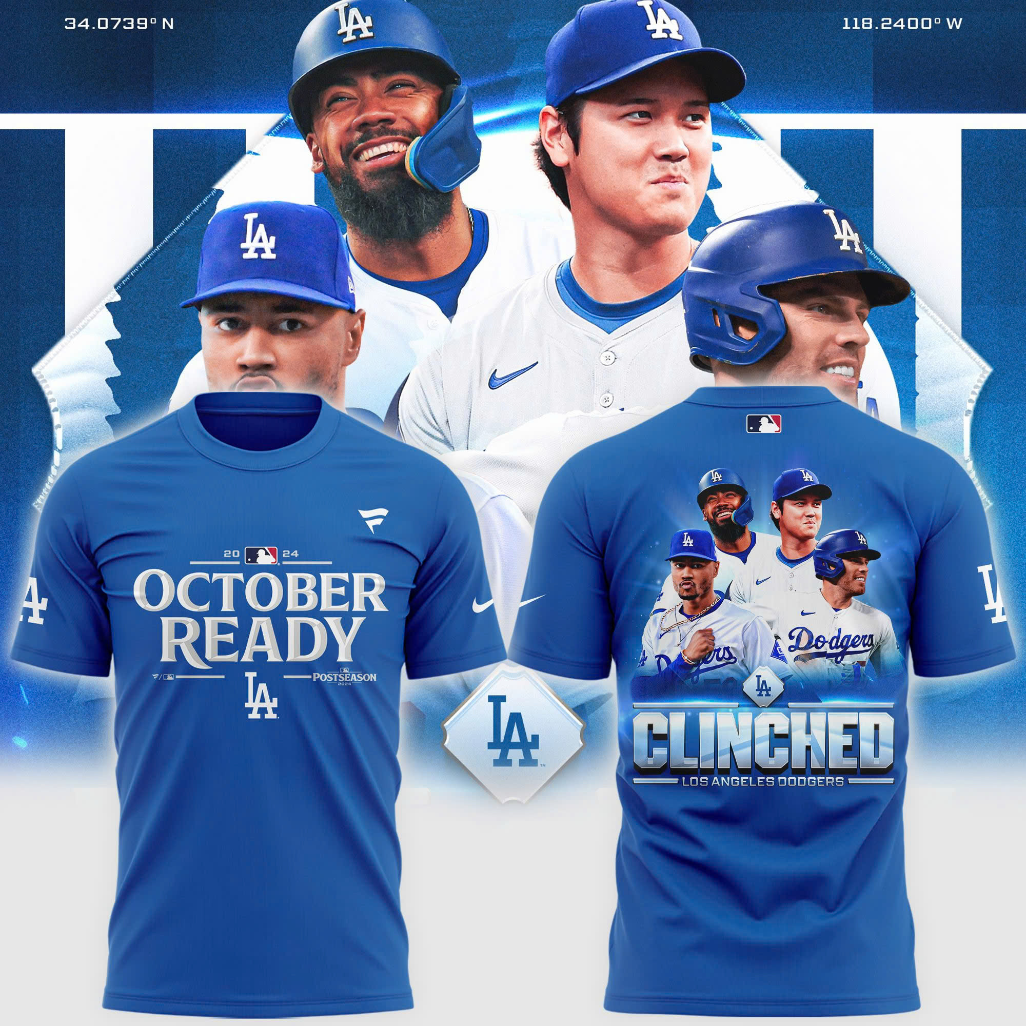 LA Dodgers Postseason T-Shirt October Ready Baseball Team Merch Gift Ideas-1