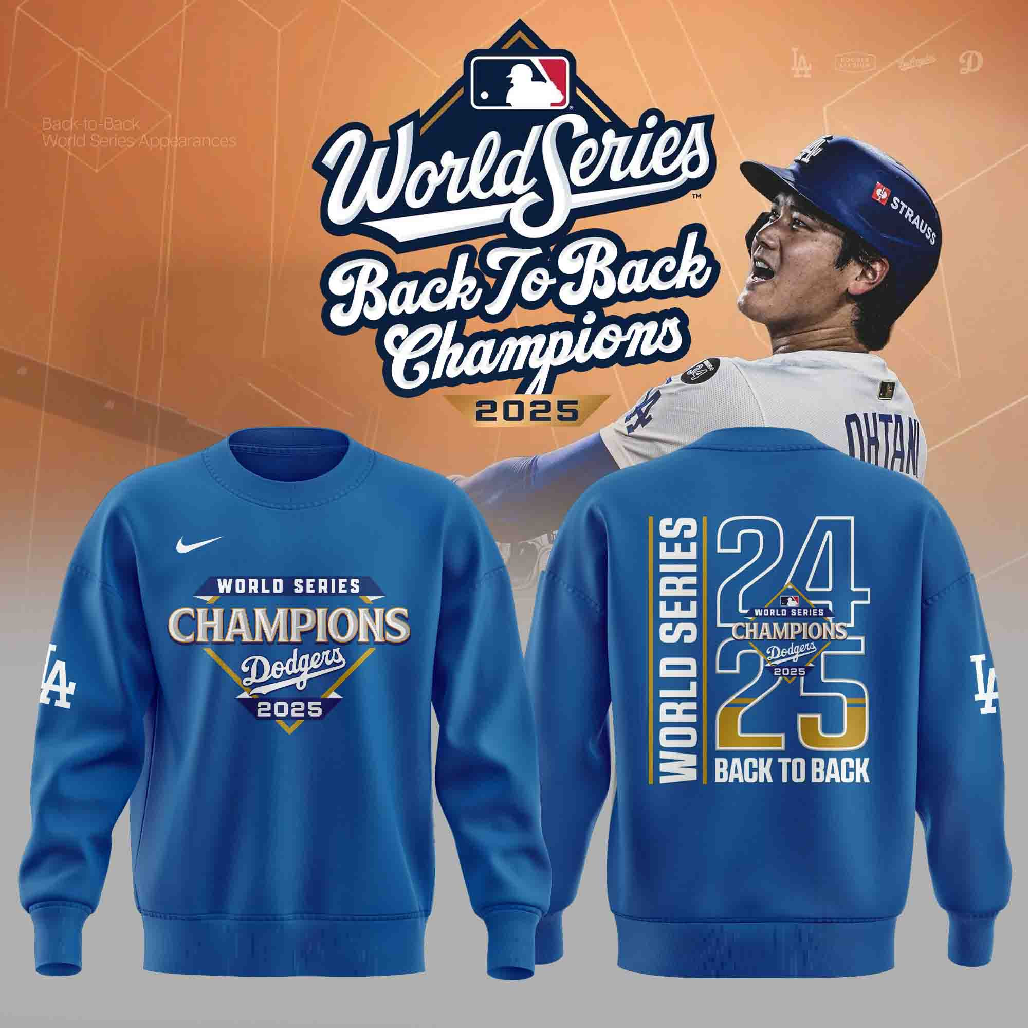 LA Dodgers World Series 2025 Sweatshirt Dodgers Back To Back Champions Merch Sport Gifts-1