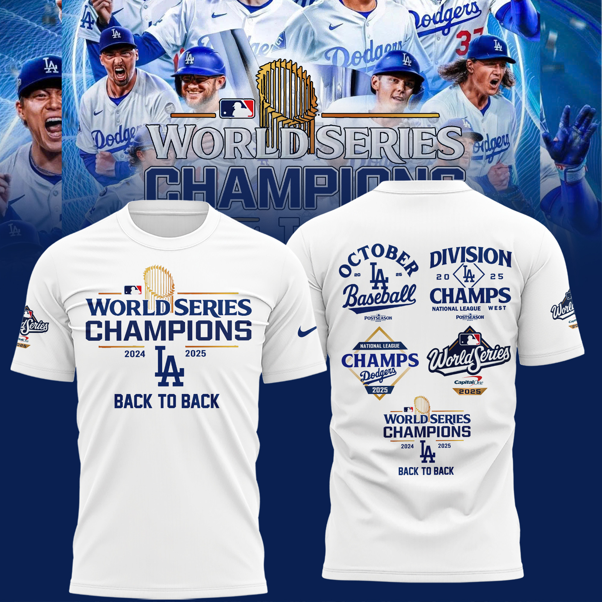 LA Dodgers World Series 2025 T-Shirt Dodgers Back To Back Champions Baseball Related Gifts-1