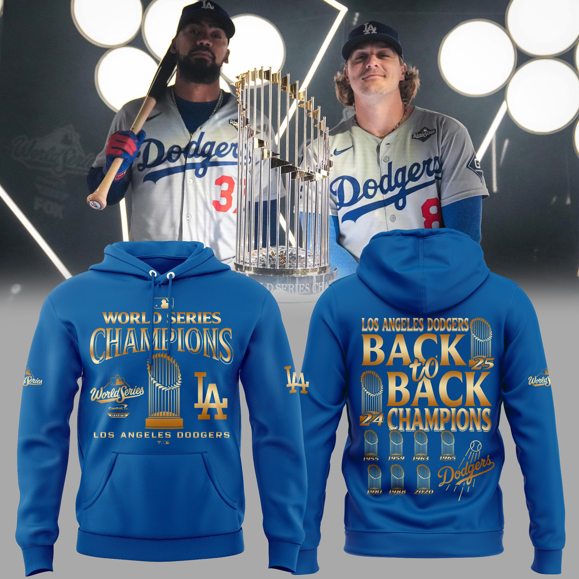 LA Dodgers World Series Hoodie Dodger World Series Merch Baseball Gifts For Him-1
