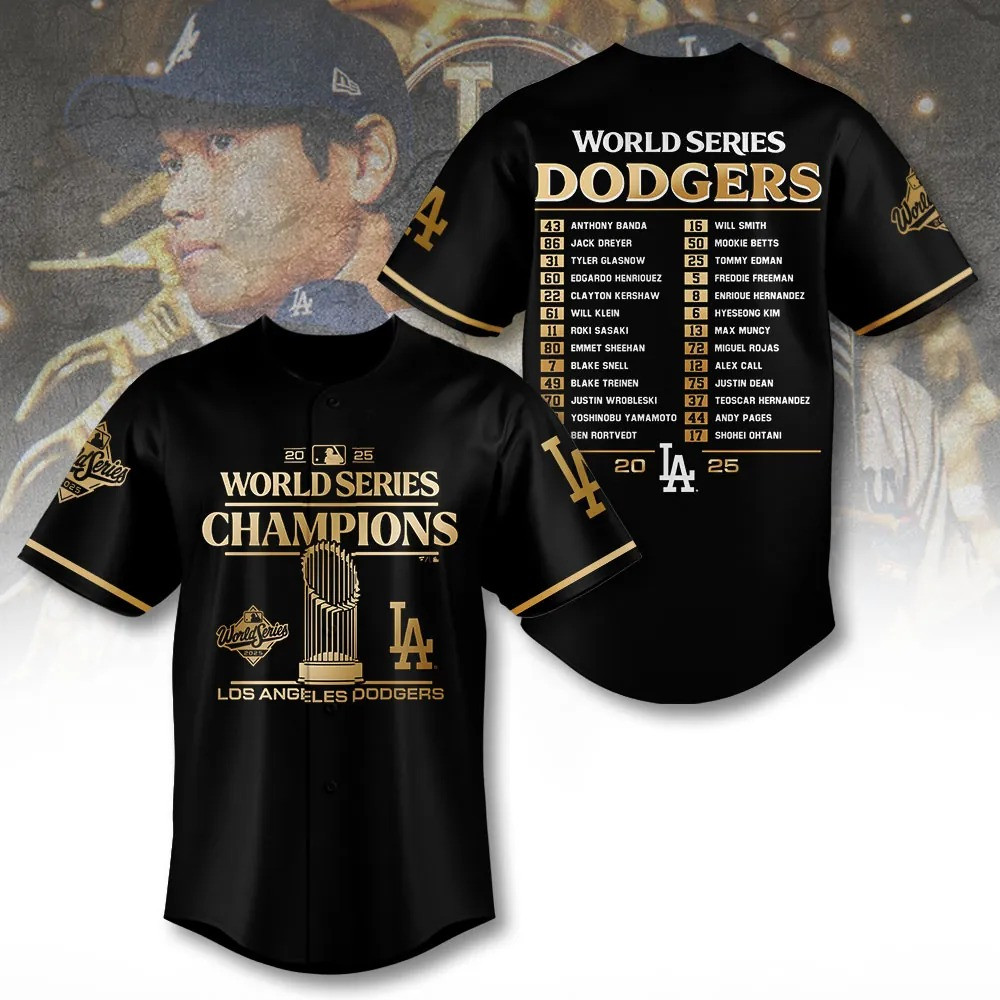 LA Dodgers World Series Merch 2025 Los Angeles Dodgers World Series 2025 Baseball Jersey Black-1