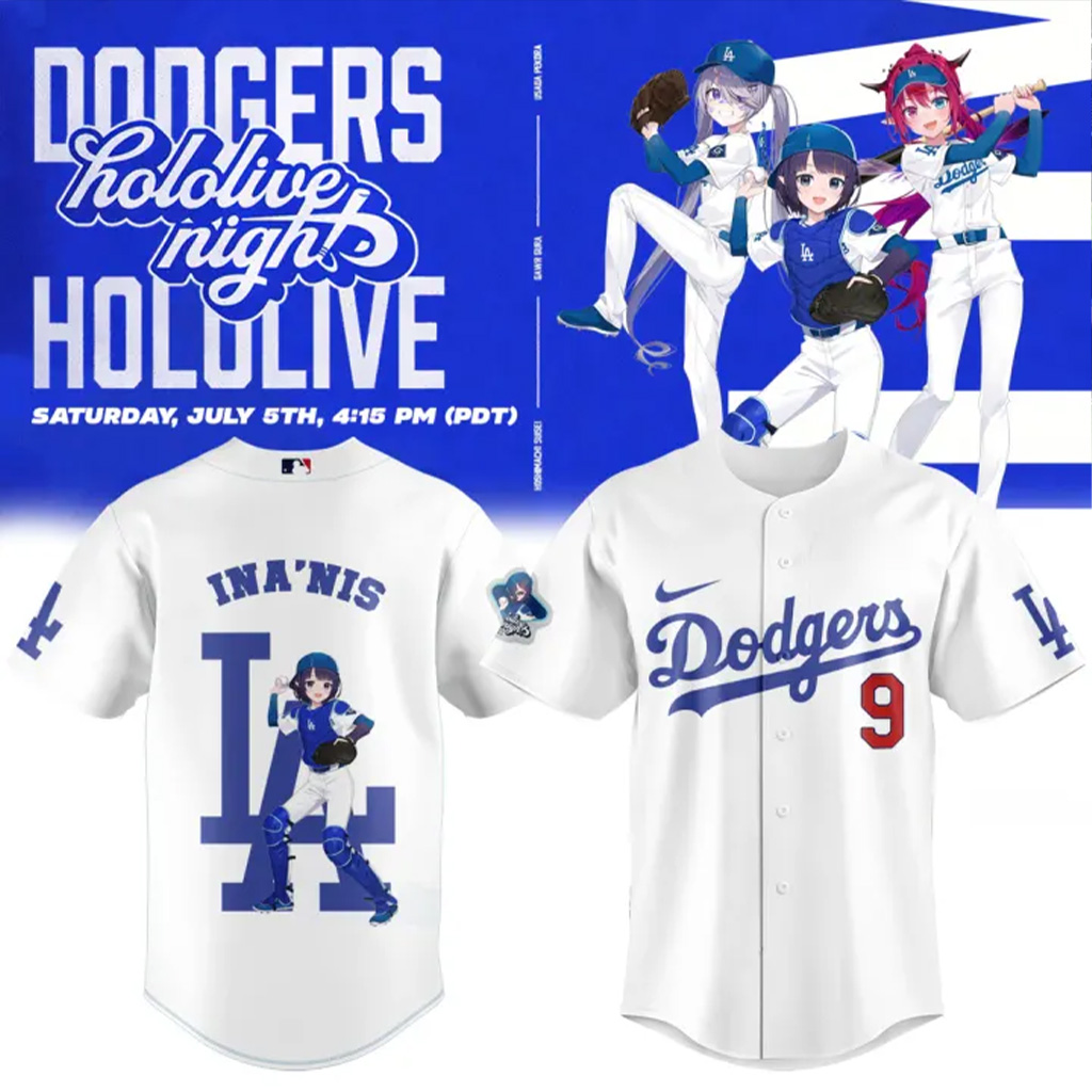 LA Dodgers World Series Merch 2025 Los Angeles Dodgers x Hololive Night Biboo Jersey 2025-1