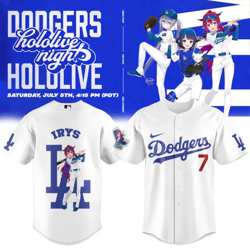 LA Dodgers World Series Merch 2025 Los Angeles Dodgers x Hololive Night Biboo Jersey Fan Apparel-1