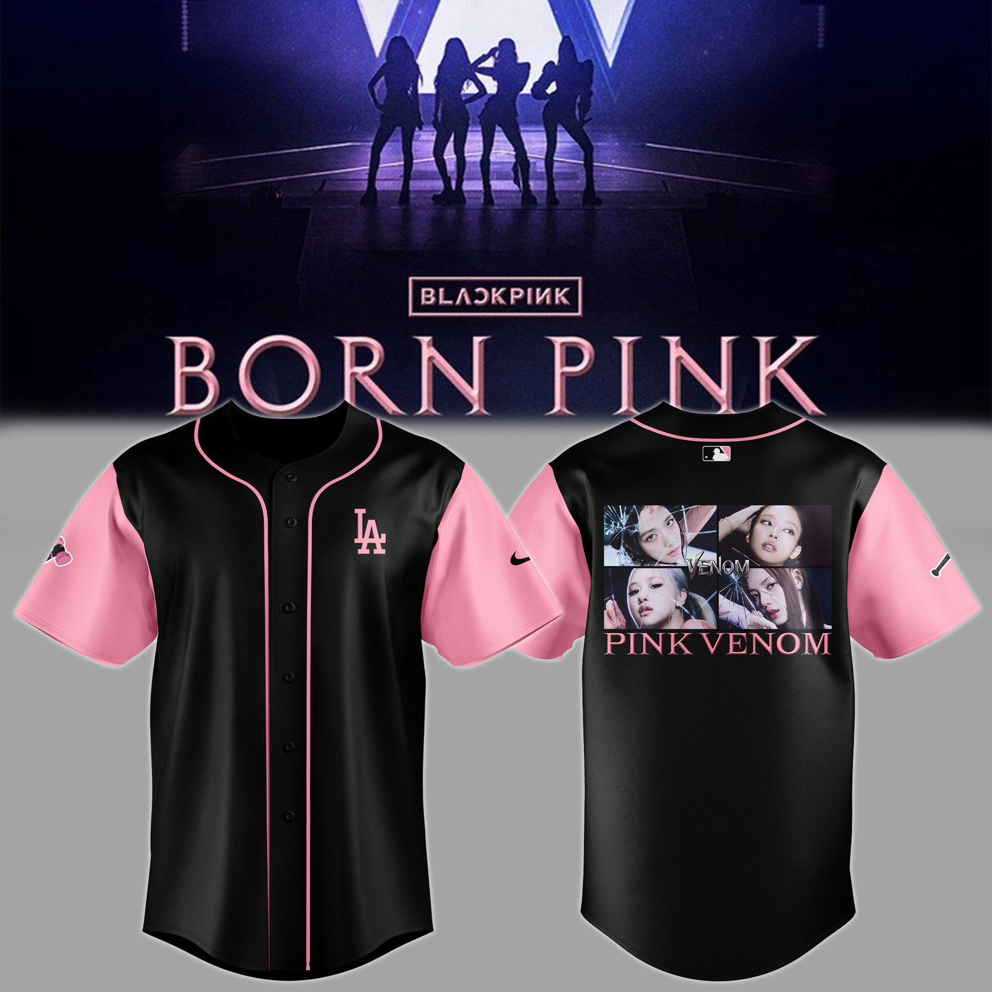 LA Dodgers X Blackpink Jersey Pink Venom Dodgers Championships Gifts For Music Lovers-1