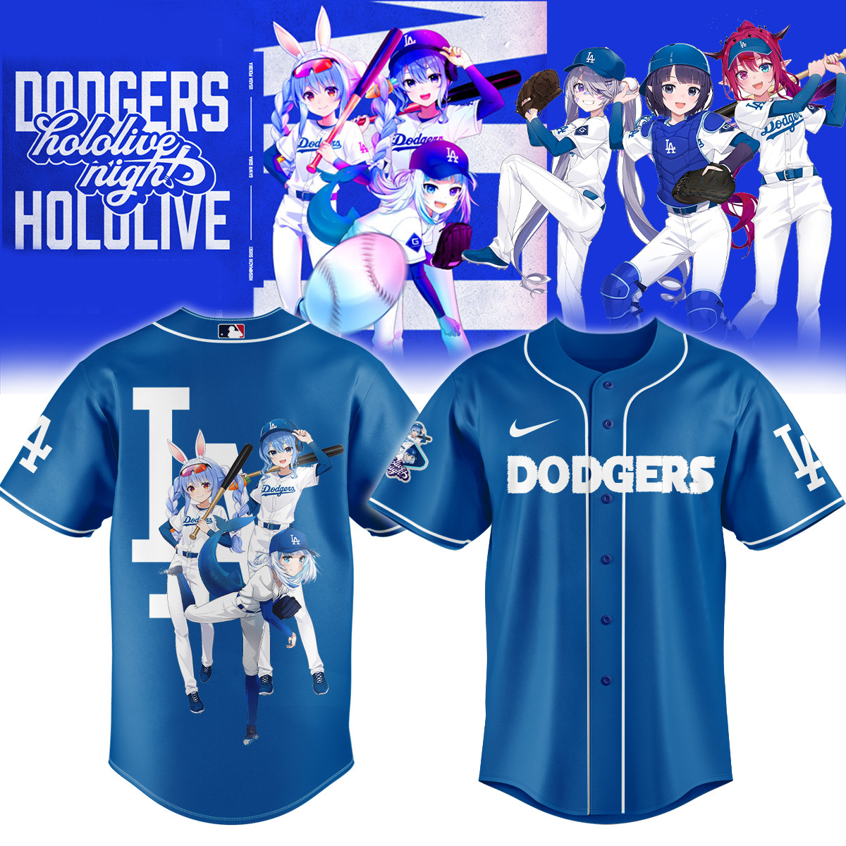 LA Dodgers X Hololive 2025 Jersey Dodger World Series Merchandise 2025 Gifts For Anime Fans-1