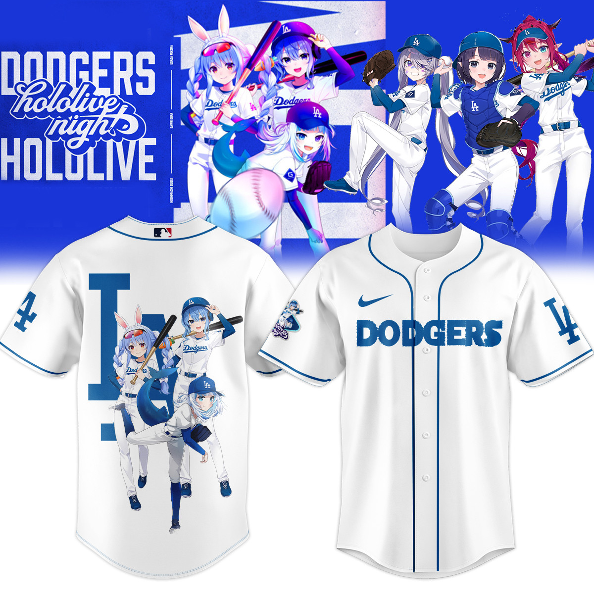 LA Dodgers X Hololive 2025 Jersey Shirt Dodger World Series Merch Anime Lover Gifts-1