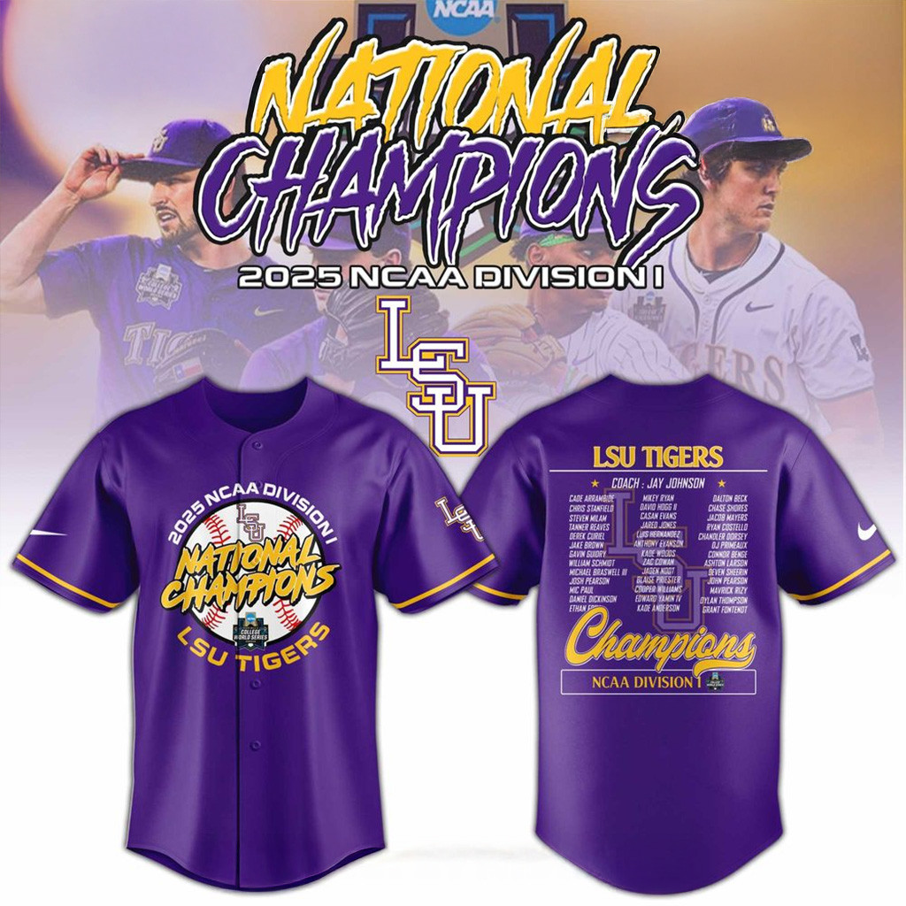 LSU Championship Jersey Shirt LSU Tigers 2025 NCAA Baseball National Champions Merch-1 LSU Championship Jersey Shirt LSU Tigers 2025 NCAA Baseball National Champions Merch-1
