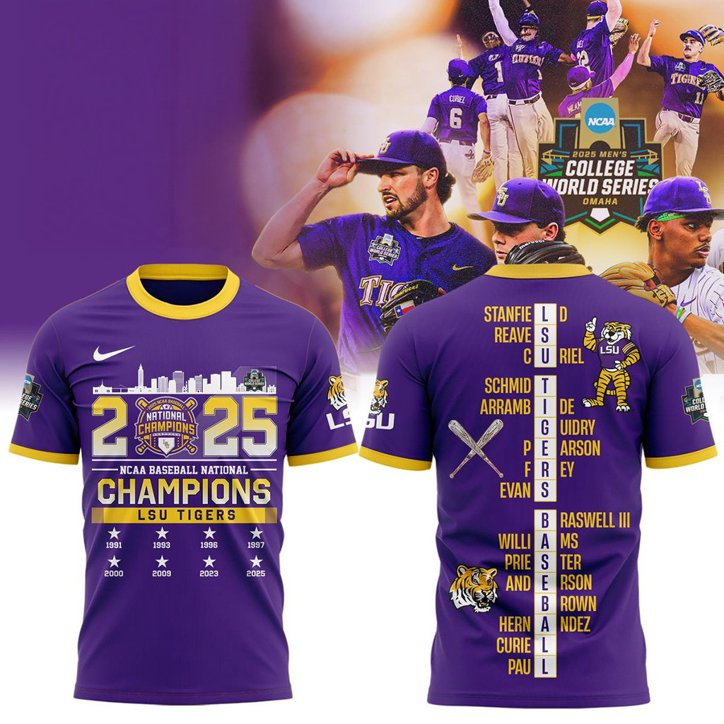 LSU Championship Shirt LSU Tigers 2025 NCAA Baseball National Champions Merch-1