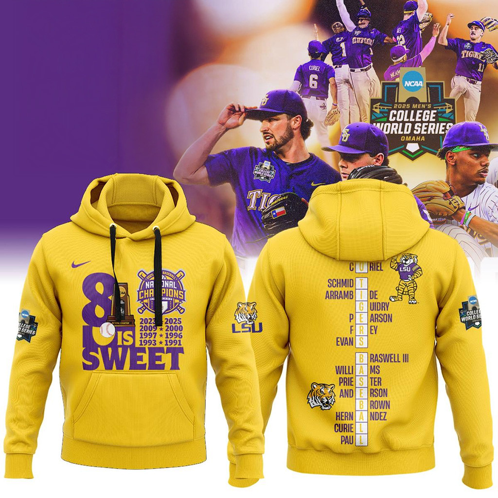 LSU Championship Shirt Merch LSU Tigers 8x NCAA Baseball Champions Hoodie-1