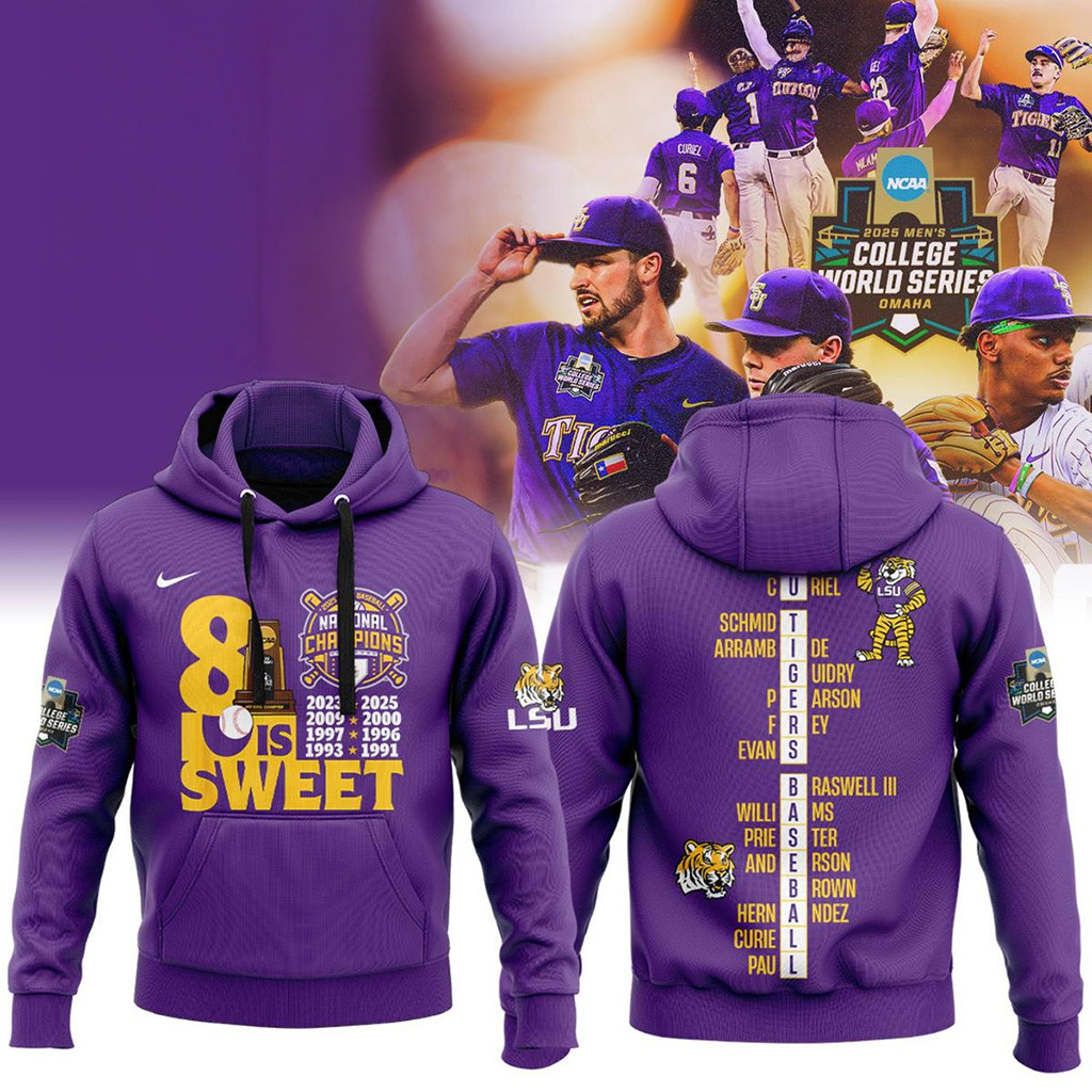 LSU Championship Shirt Merch LSU Tigers 8x NCAA Champions Hoodie-1