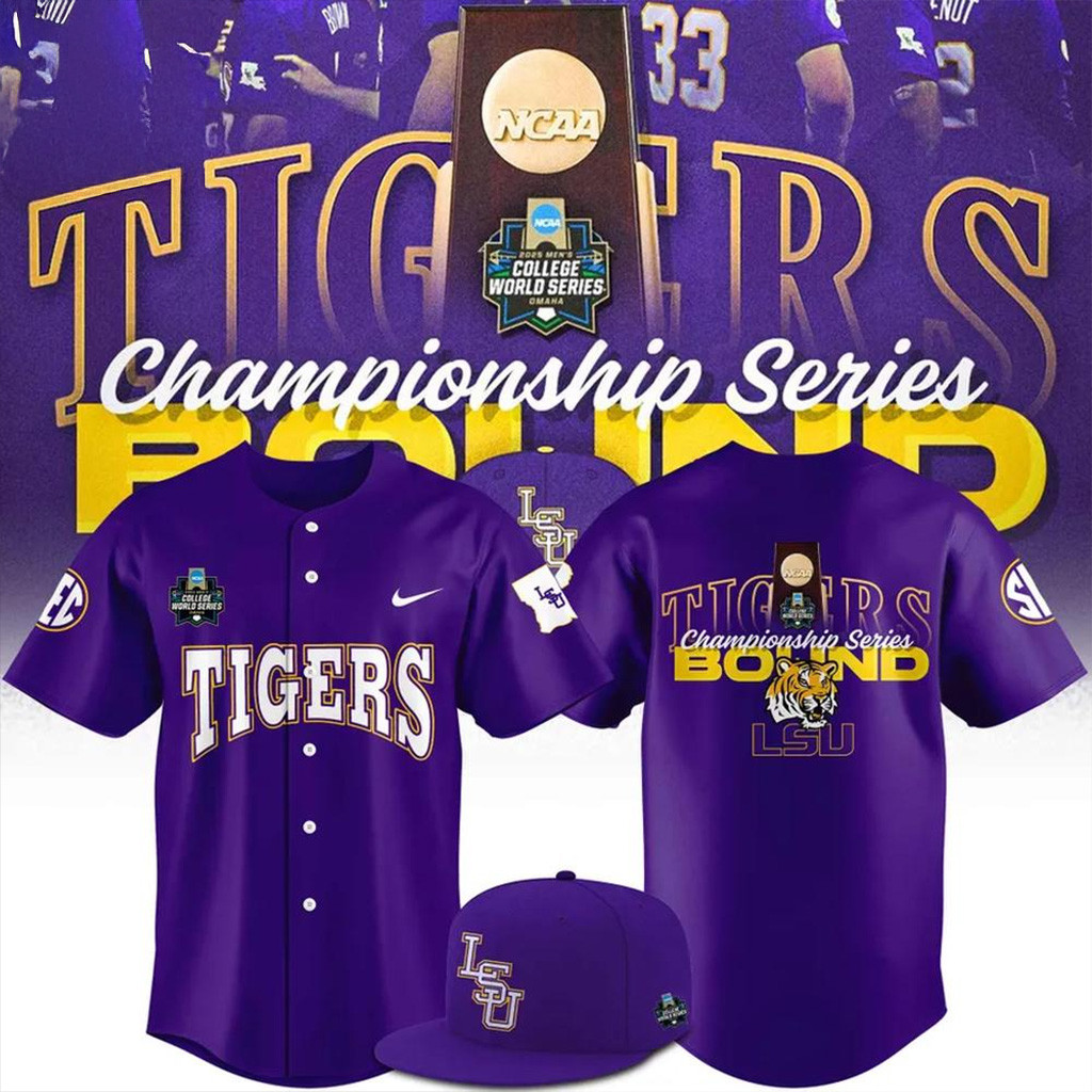LSU Tigers 2025 Men's CWS Omaha Baseball Jersey LSU Tigers Merch Gifts For Dad-1