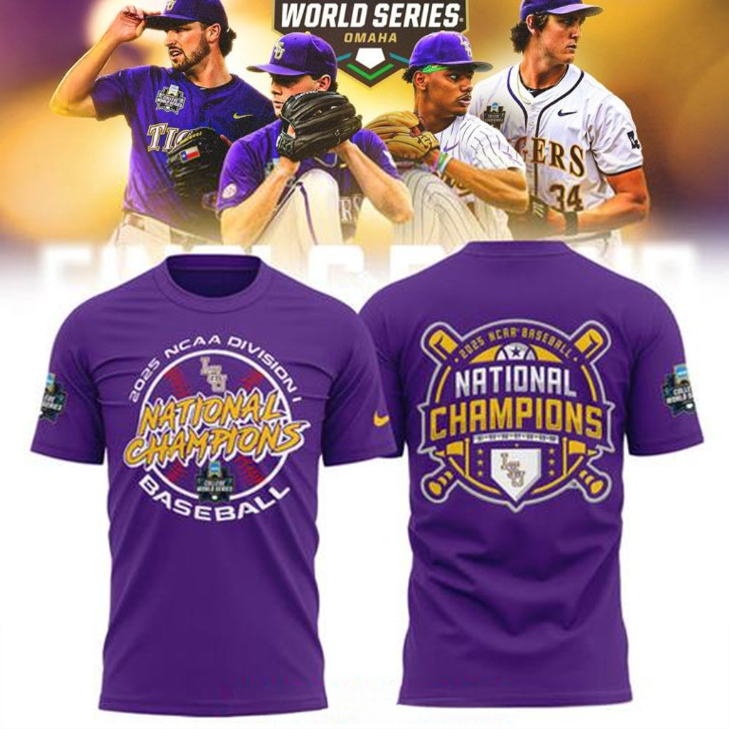 LSU Tigers 2025 NCAA Baseball National Champions Purple T-Shirt LSU Tigers Merch Fans Gifts-1