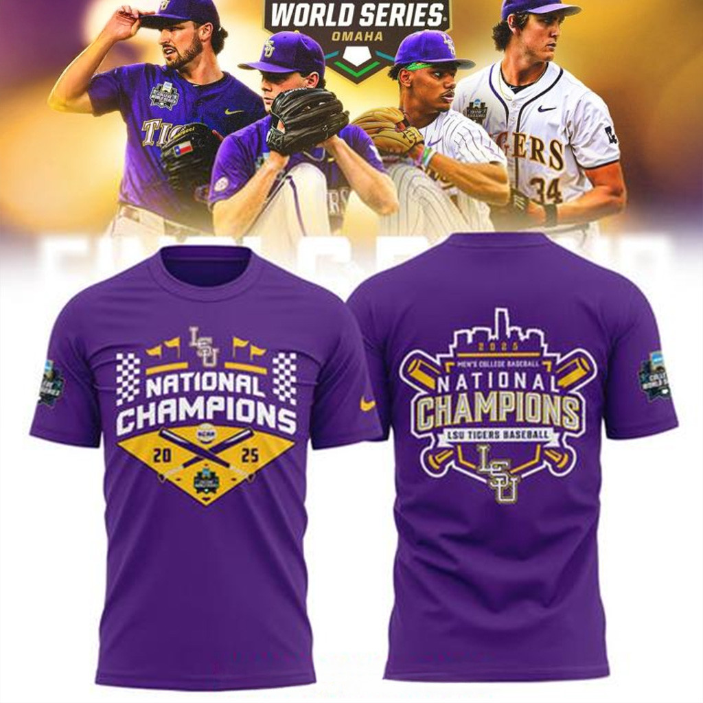 LSU Tigers 2025 NCAA Baseball National Champions Purple T-Shirt LSU Tigers Merch Him Gifts-1