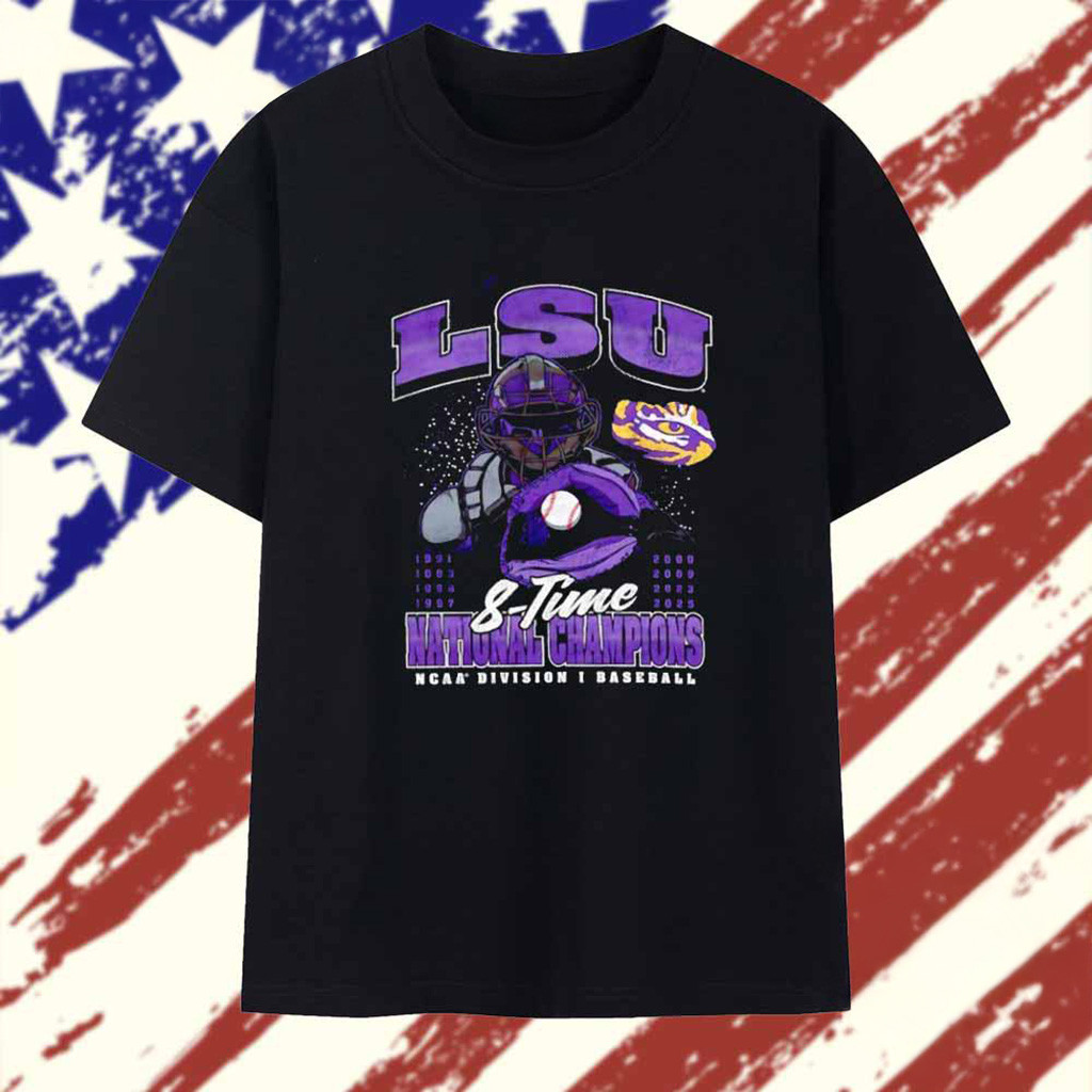 LSU Tigers 8 time National Champions NCAA Division I Baseball T-Shirt Fan Merch Gifts For Him-1