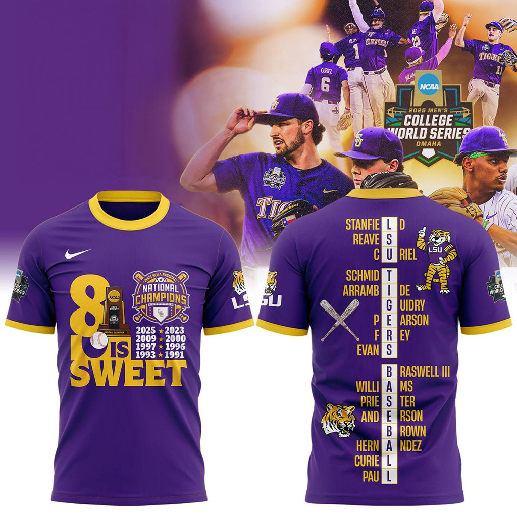 LSU Tigers 8x NCAA Baseball Champions Hoodie LSU Championship Shirt Merch-1