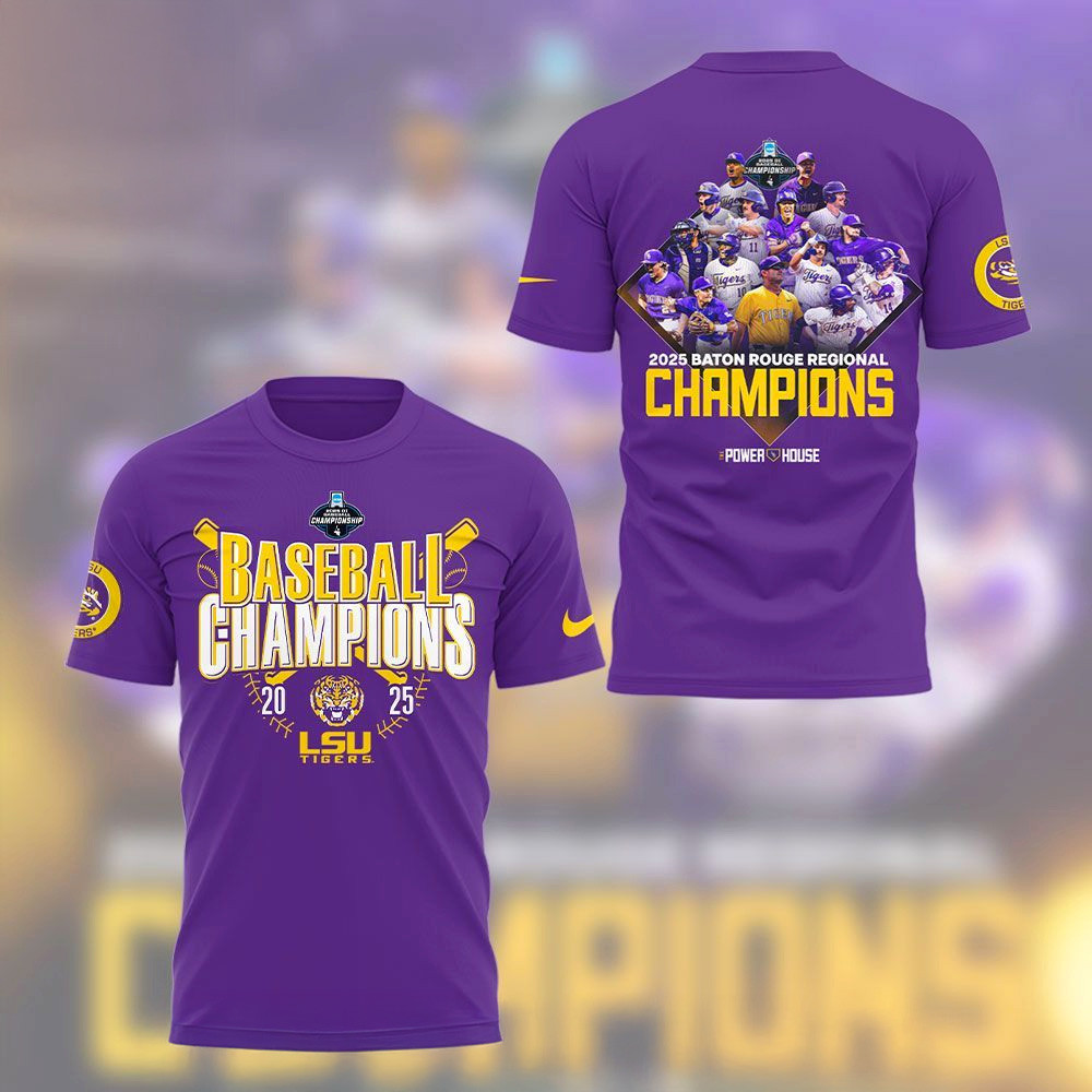 LSU Tigers Baseball The 2025 Baton Rouge Regional Champs Purple Shirt LSU Tigers Merch-1