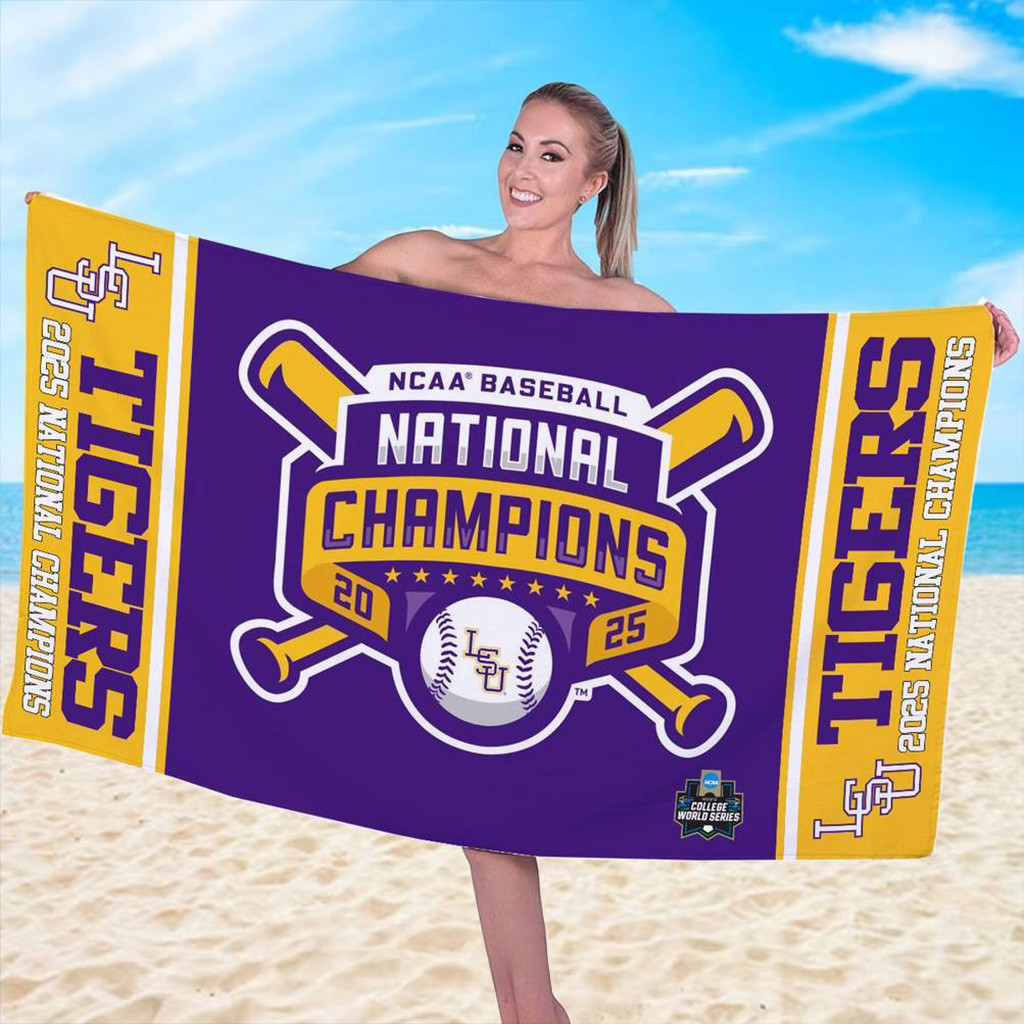 LSU Tigers College National Champions Beach Towel LSU Tigers Merch Gifts For Her-1