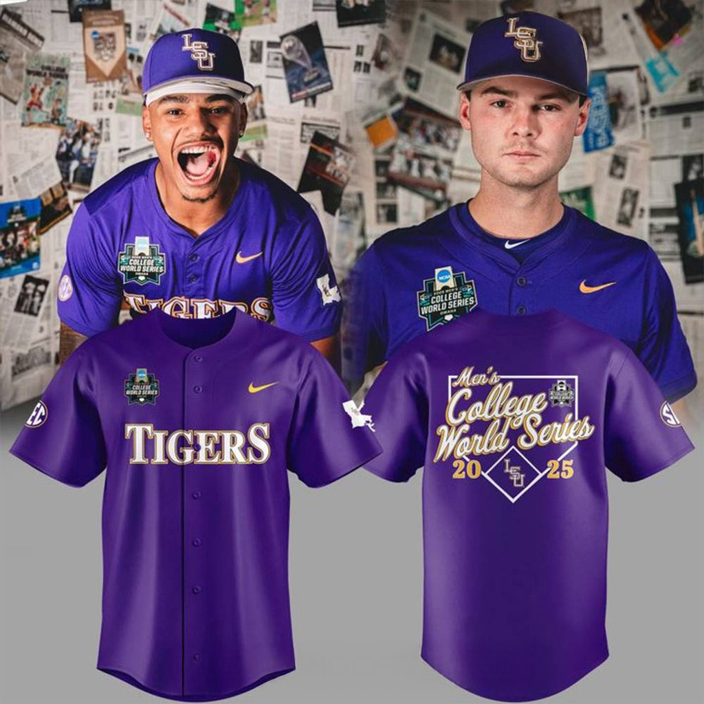 LSU Tigers Men's College World Series 2025 Jersey LSU Tigers Merch Gifts For Boyfriend-1
