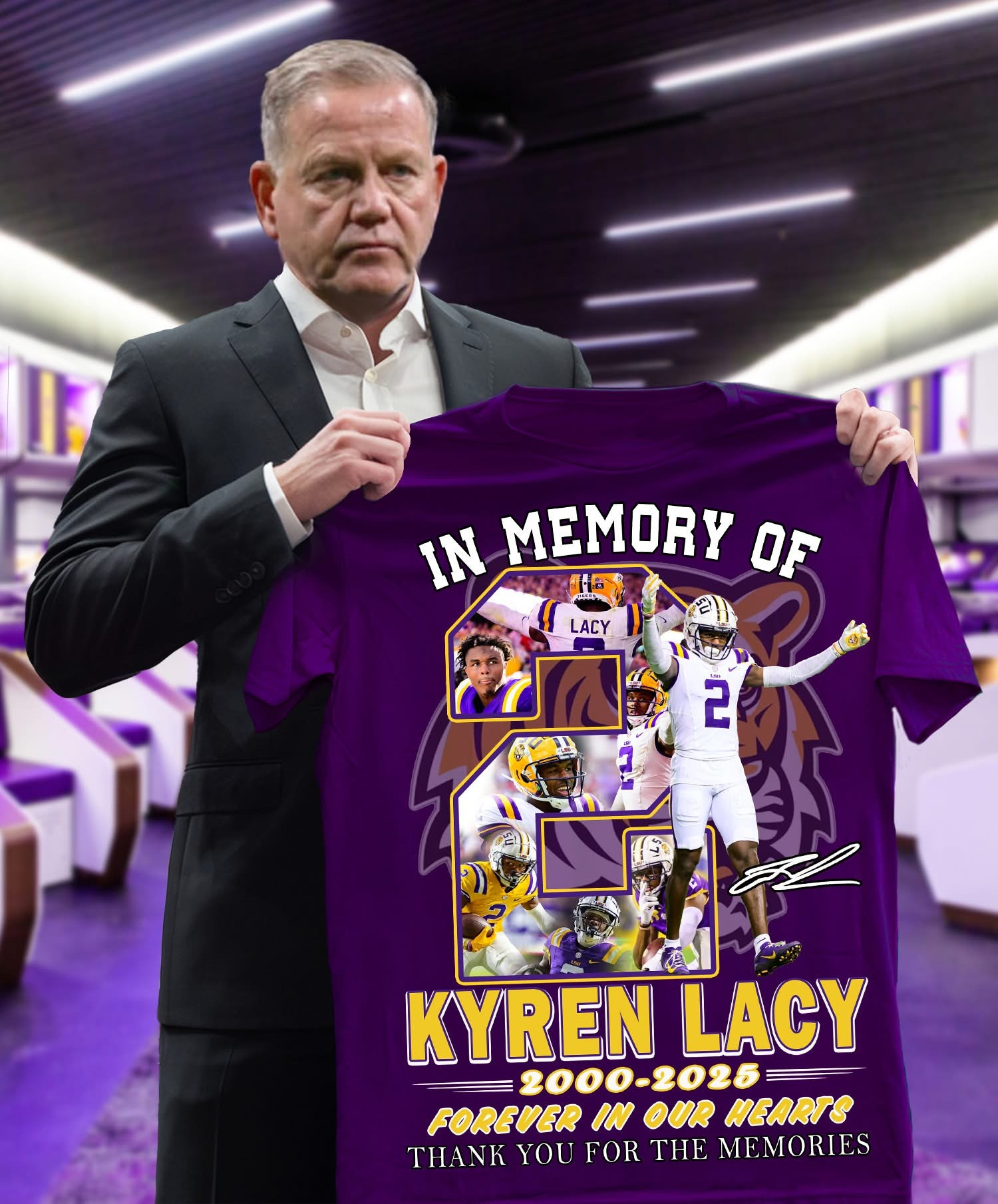 LSU Tigers Rip Kyren Lacy 2000-2025 Purple Shirt-1
