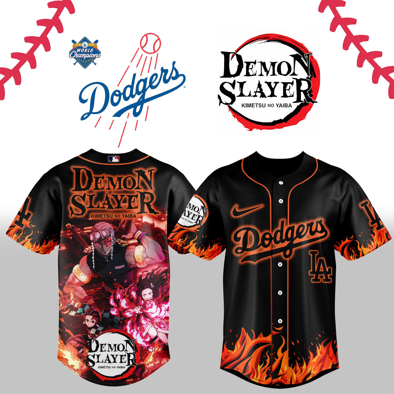La Dodgers Demon Slayer Jersey 2025 Gift Ideas For Baseball Fans-1