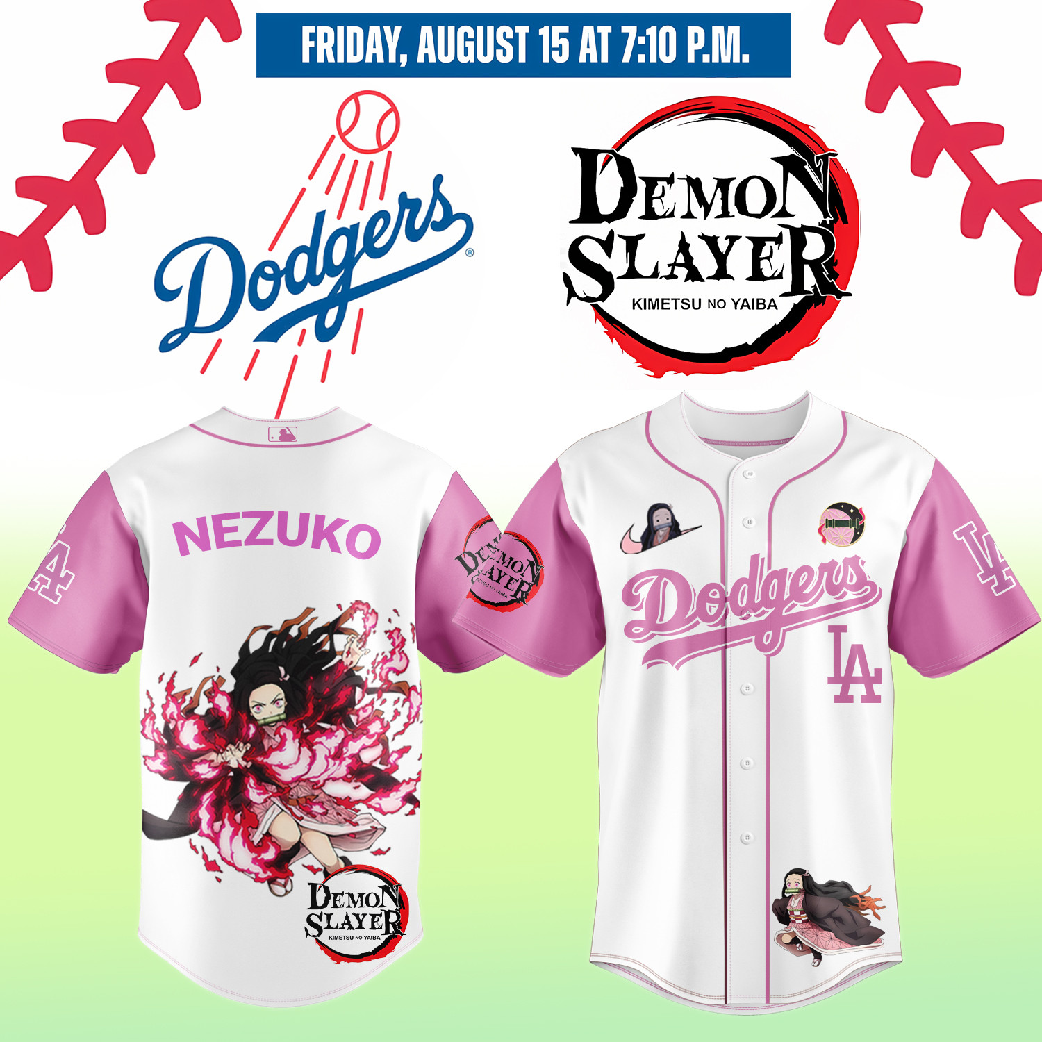 La Dodgers Demon Slayer Kamado Nezuko Jersey 2025 Baseball Player Gift Ideas-1