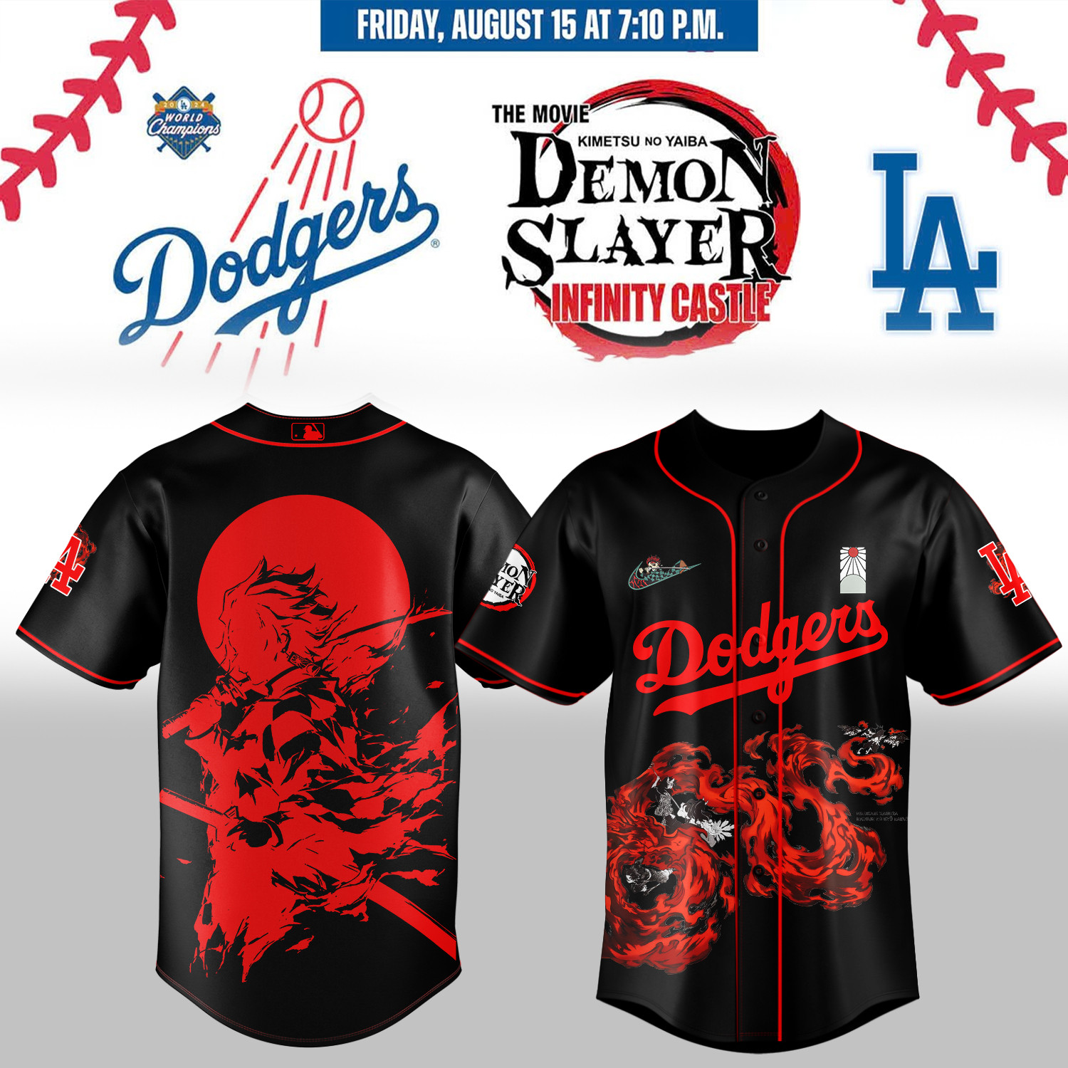 La Dodgers Demon Slayer Tanjiro Jersey 2025 Presents For Baseball Lovers-1