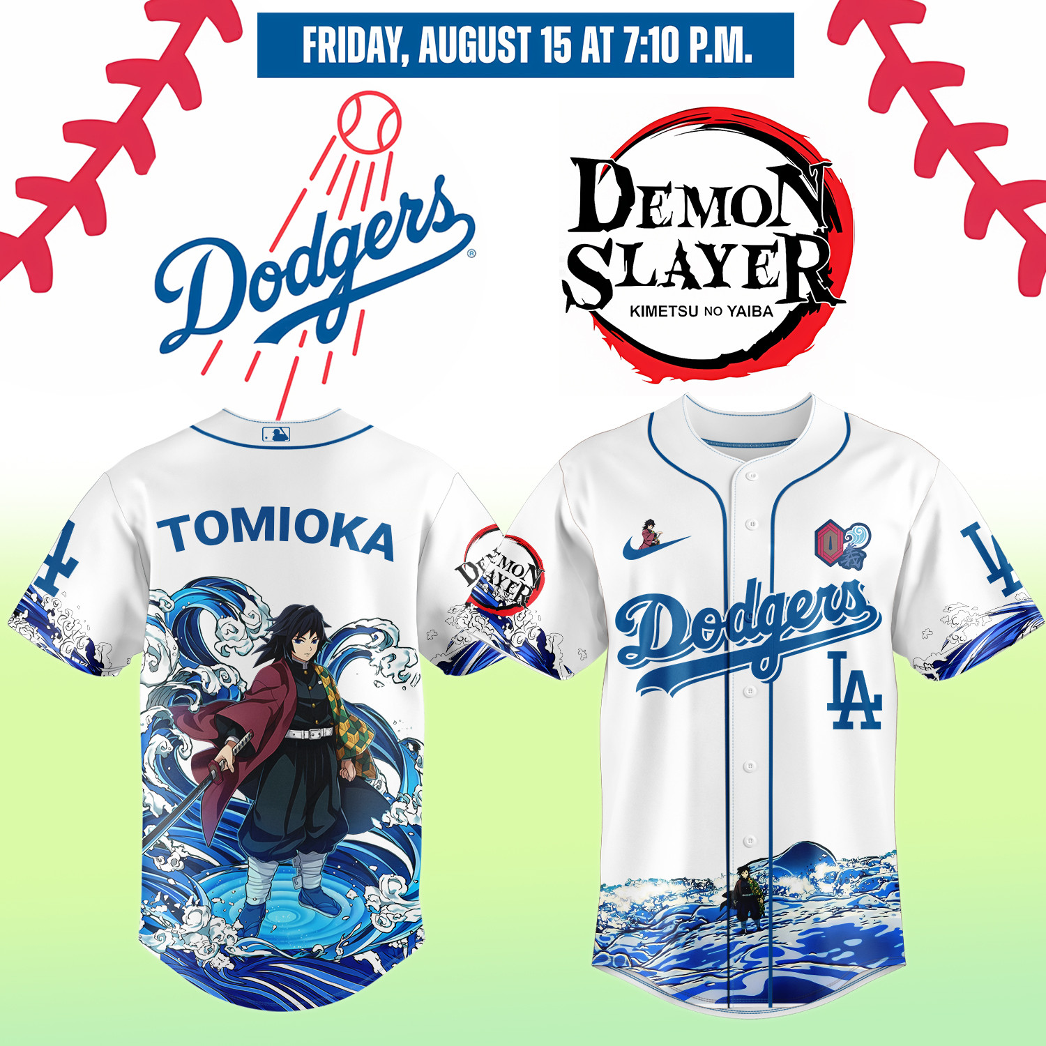 La Dodgers Demon Slayer Tomioka Giyu Jersey 2025 Cool Gifts For Baseball Lovers-1