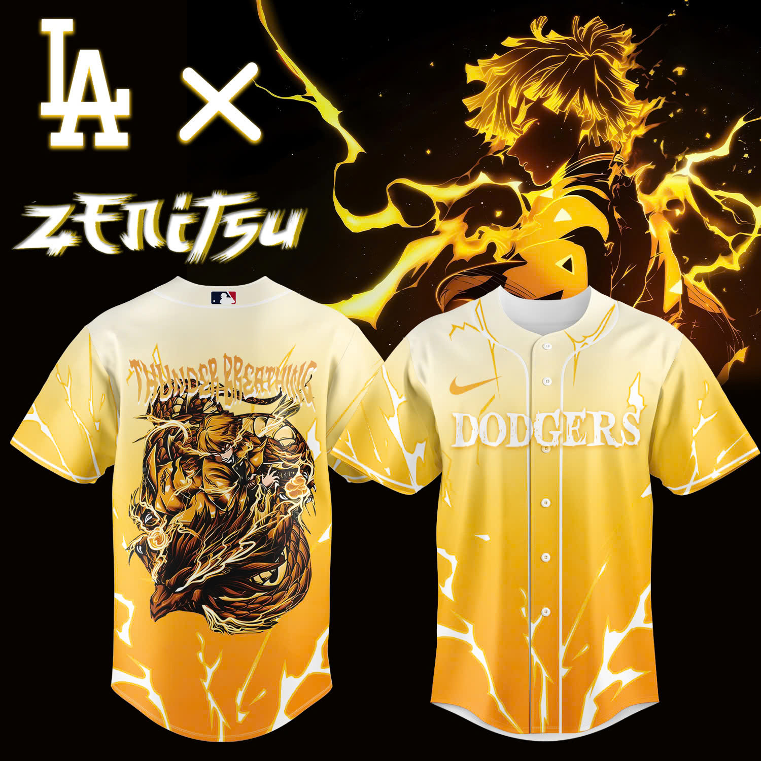 La Vs Demon Slayer Agatsuma Zenitsu Jersey Presents For Baseball Fans-1