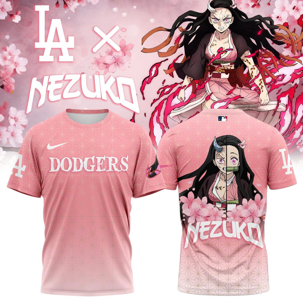 La Vs Demon Slayer Kamado Nezuko T-Shirt Baseball Player Gift Ideas-1