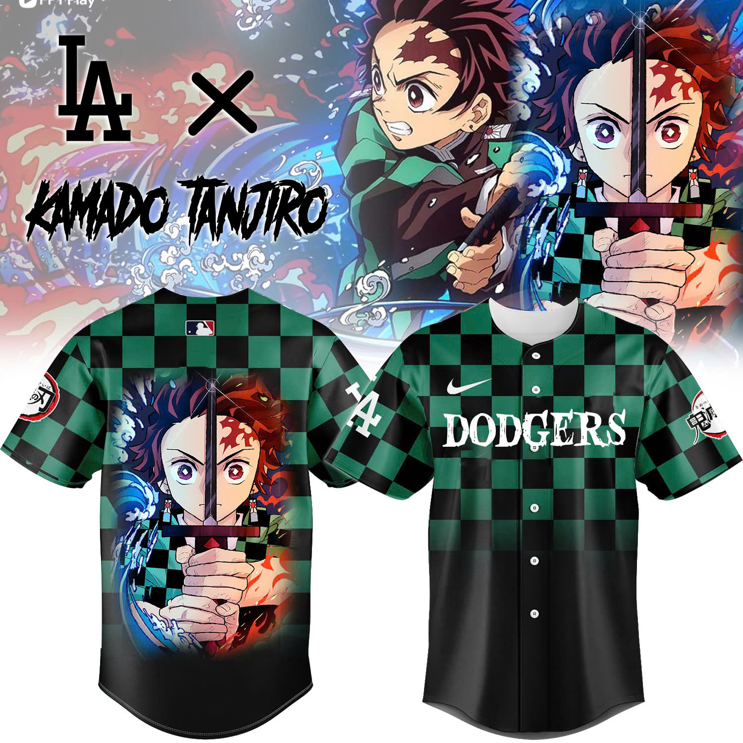 La Vs Demon Slayer Kamado Tanjiro Jersey Gift Ideas For Baseball Fans-1