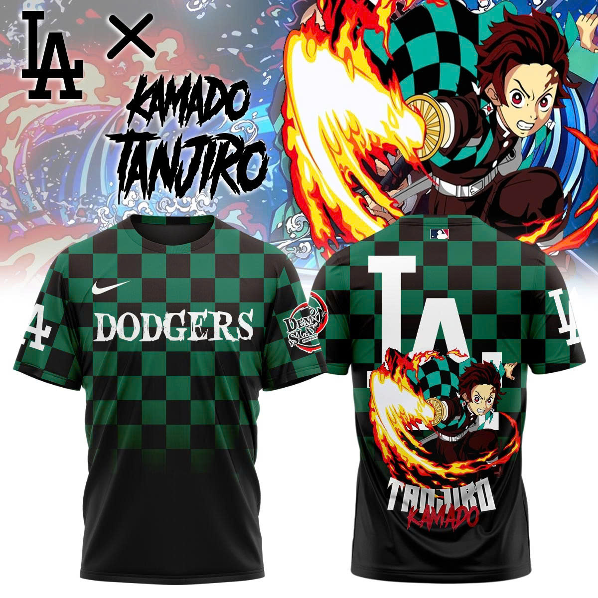 La Vs Demon Slayer Kamado Tanjiro T-Shirt Baseball Lover Gift Ideas-1