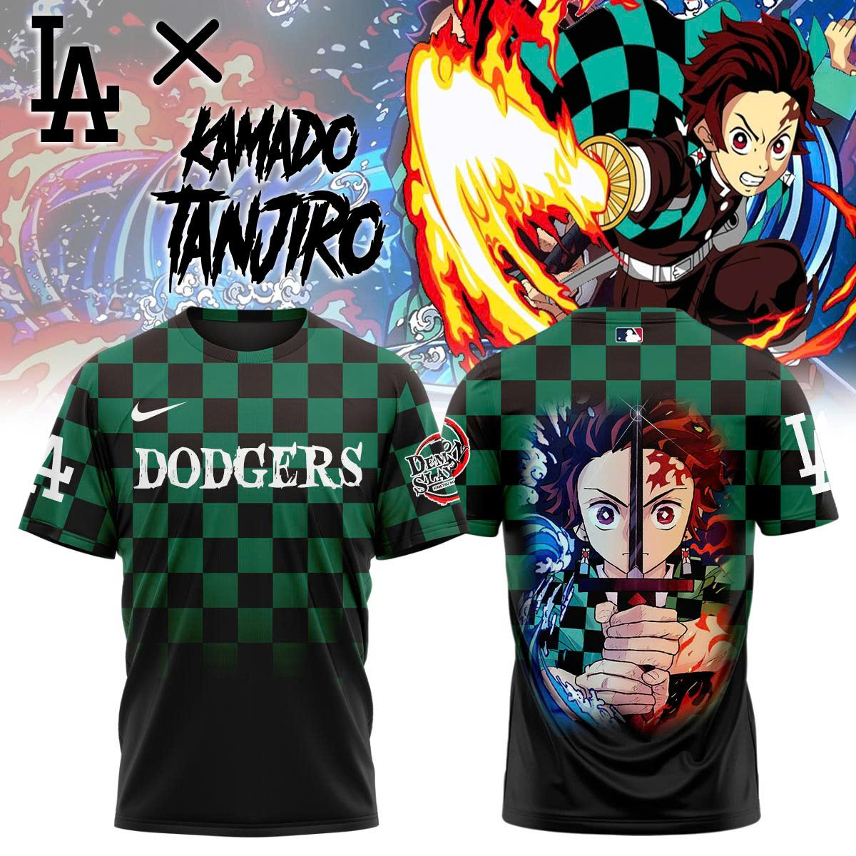 La Vs Demon Slayer Kamado Tanjiro T-Shirt Presents For Baseball Lovers-1