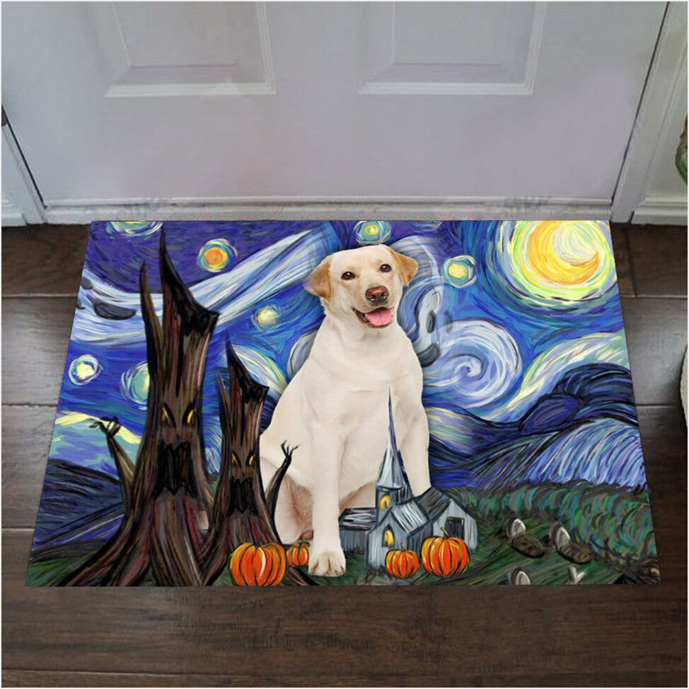 Labrador Retriever Starry Night Poster Halloween Front Door Ideas Welcome Mats Dog Owers Gift-1