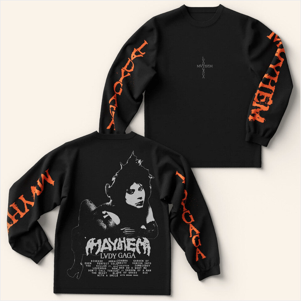 Lady Gaga Mayhem Tour Merch 2025 Concert MAYHEM Long Sleeve T-Shirt Birthday Gifts For Fans-1