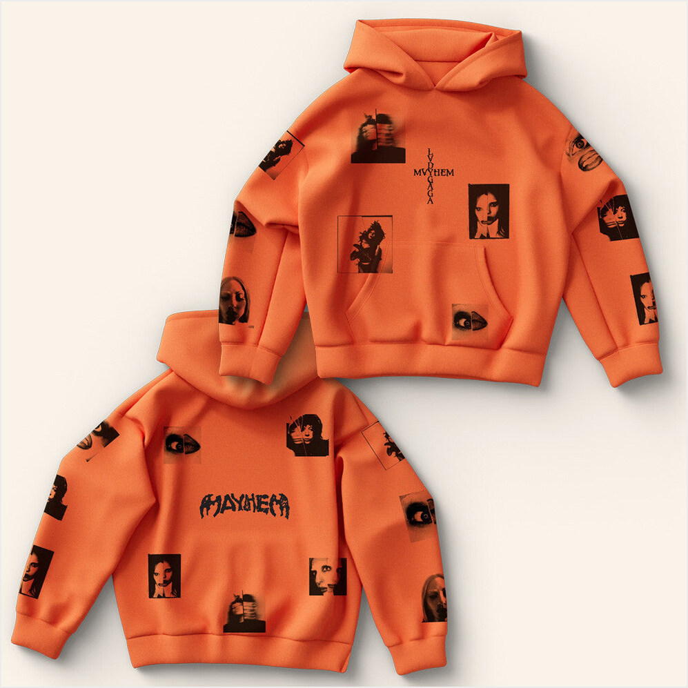 Lady Gaga Mayhem Tour Merch 2025 Concert Scattered Image Hoodie Fan Merch Besties Gifts-1