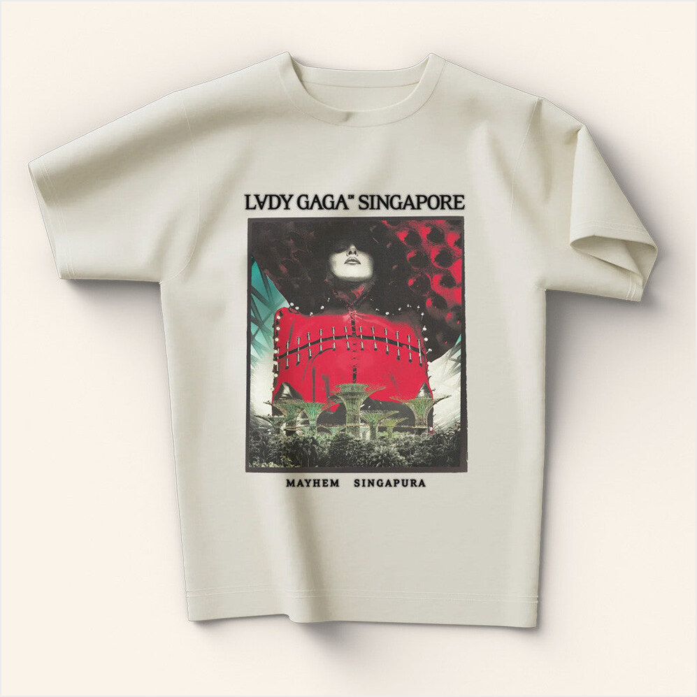 Lady Gaga Mayhem Tour Merch 2025 Concert Shirt Cream Singapore T-Shirt Gift Ideas For Friends-1