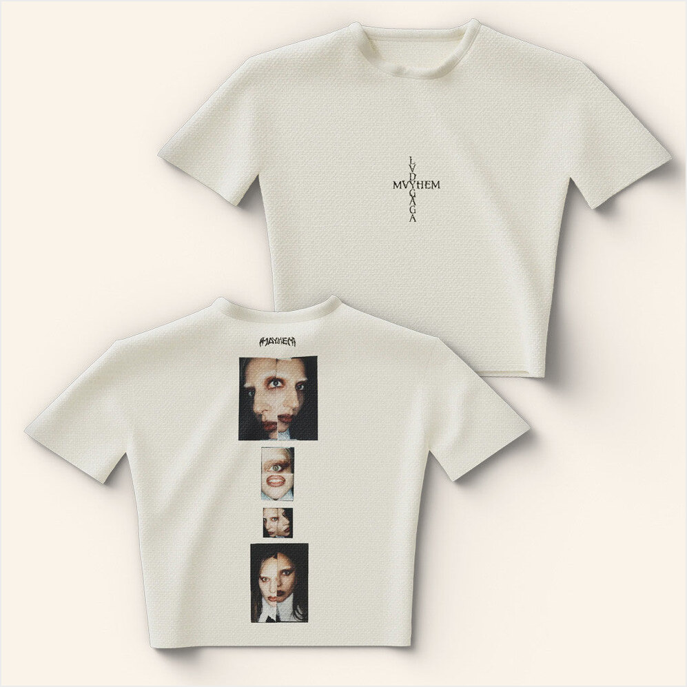 Lady Gaga Mayhem Tour Merch 2025 Concert Stacked Photo Cropped T-Shirt Gifts For Best Friends-1