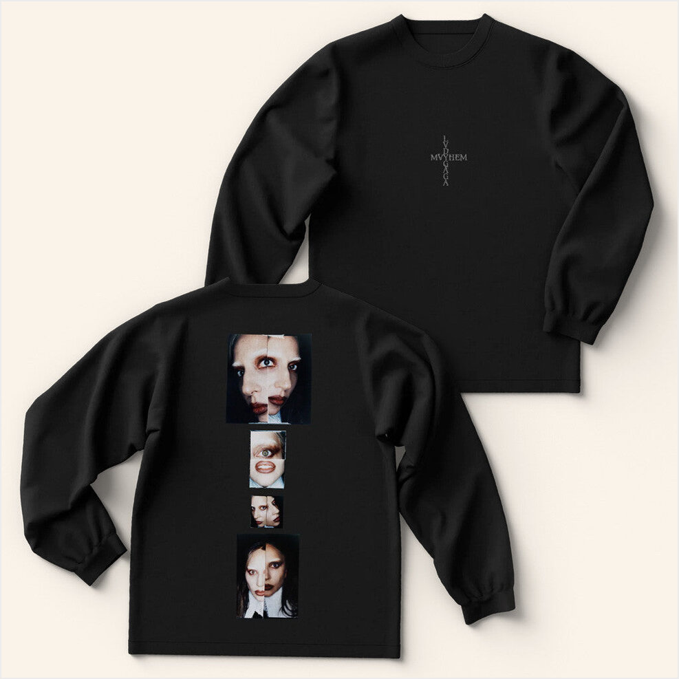 Lady Gaga Mayhem Tour Merch 2025 Concert Stacked Photo Long Sleeve T-Shirt Gifts For Friends-1