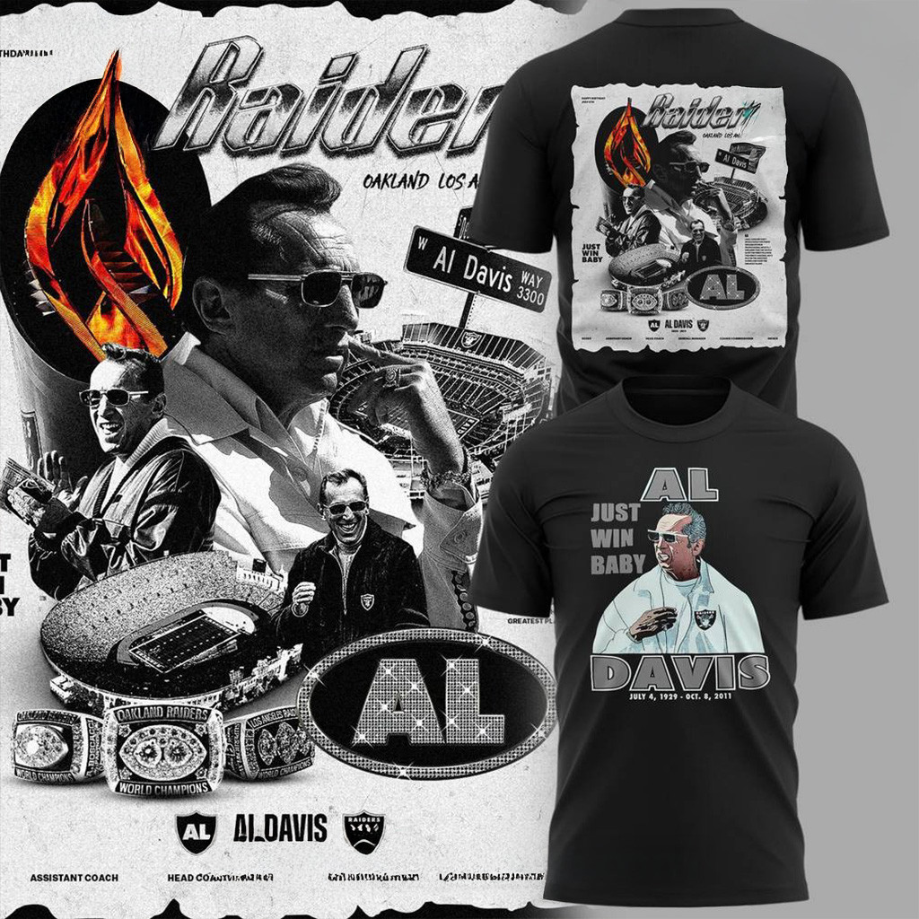 Las Vegas Raiders Al Davis Just Win Baby Black T-Shirt Las Vegas Raiders Merch Him Gifts-1