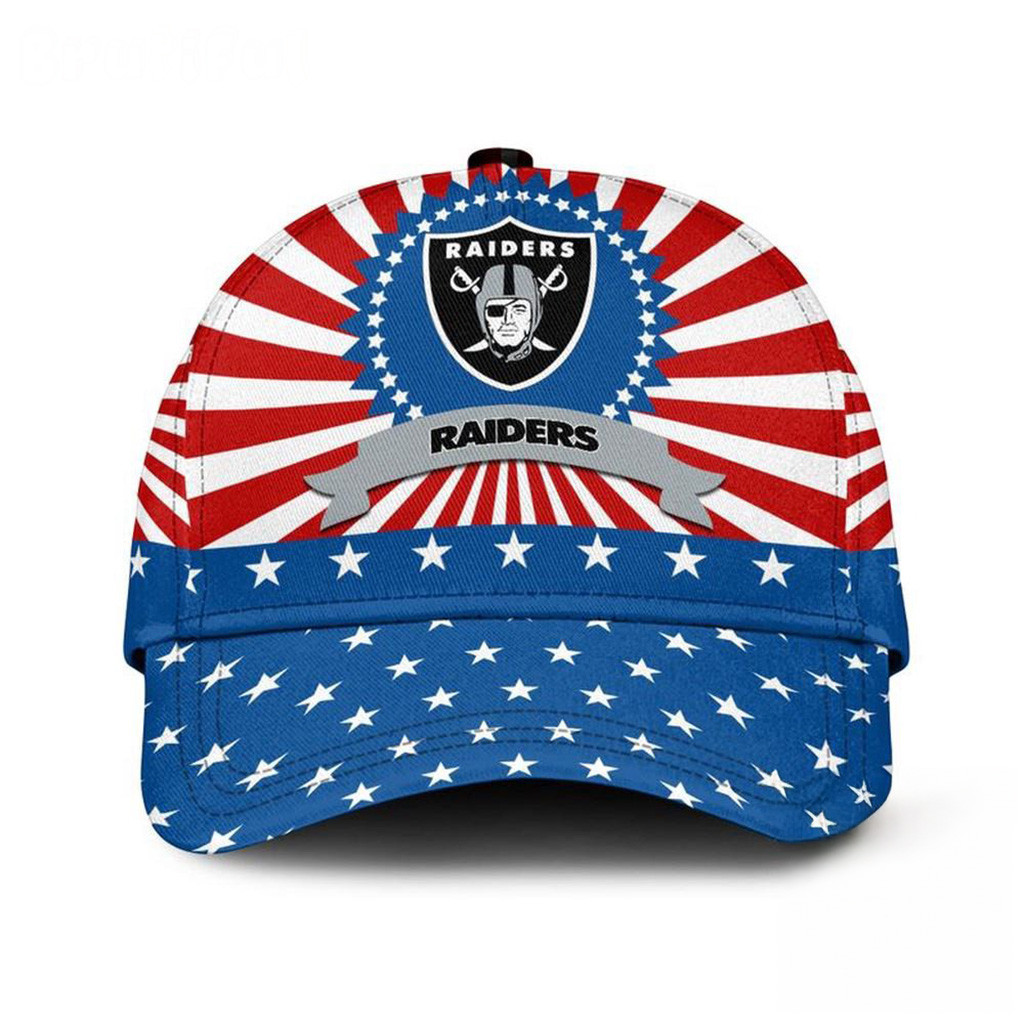 Las Vegas Raiders American Flag Pattern Independence Day Hat Raiders Merch Dad Gifts-1