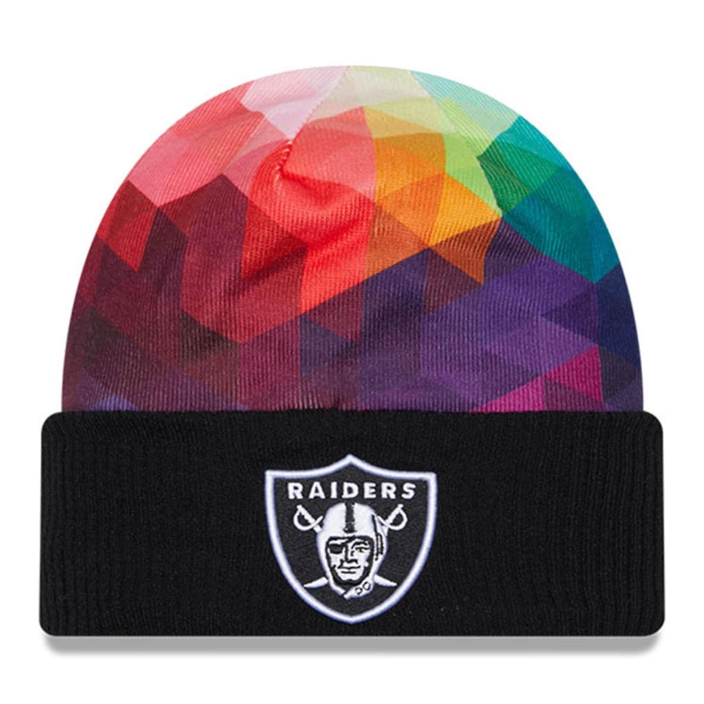 Las Vegas Raiders Crucial Catch NFL Beanie 2025 Rainbow Raiders Merch Gift For Brother-1