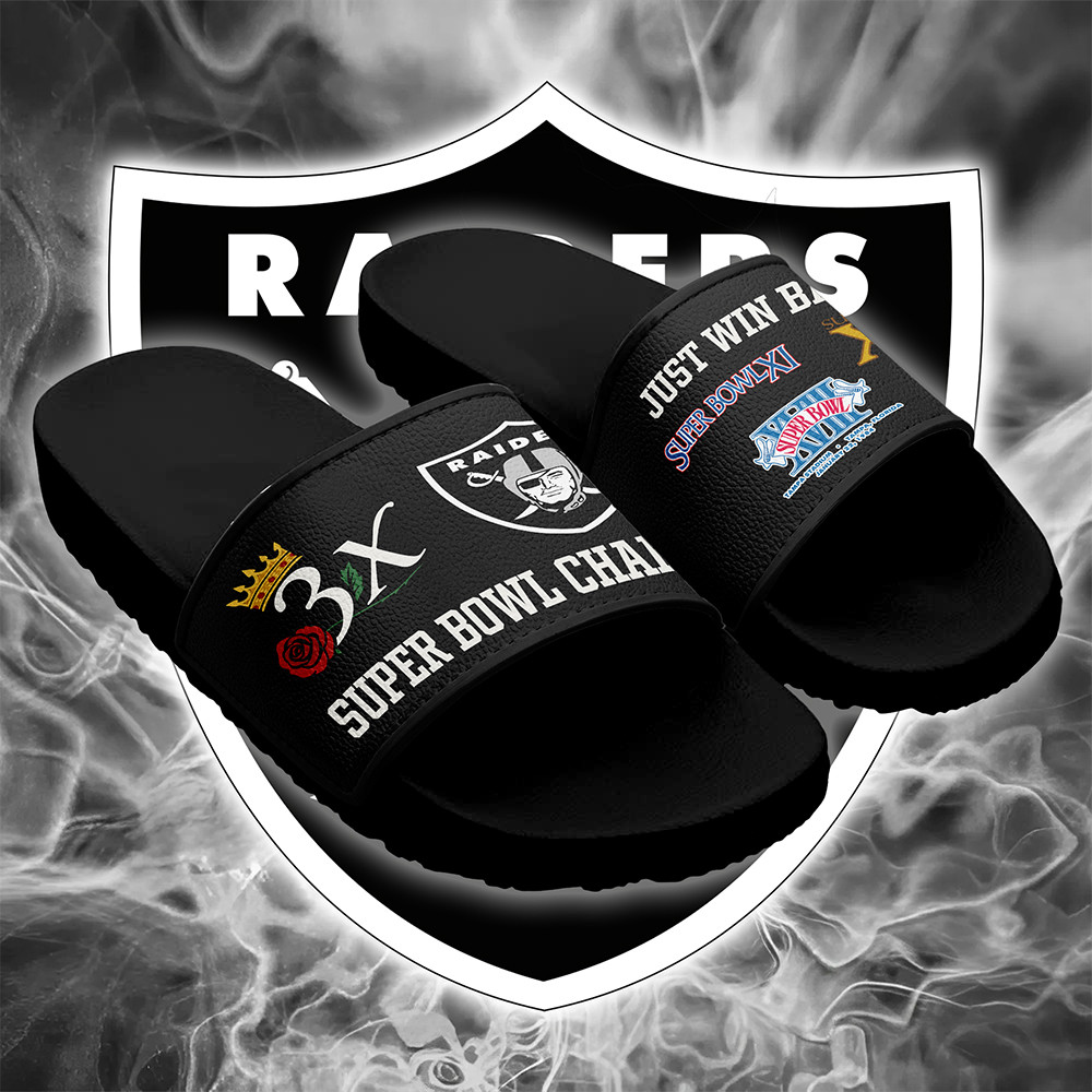 Las Vegas Raiders Slide Sandals Football Related Gifts-1