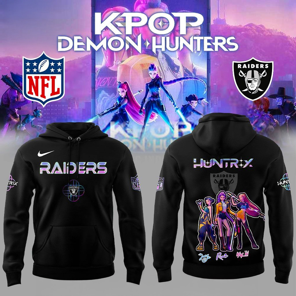 Las Vegas Raiders x KPop Demon Hunters Hoodie Raiders Merch Football Related Gifts-1