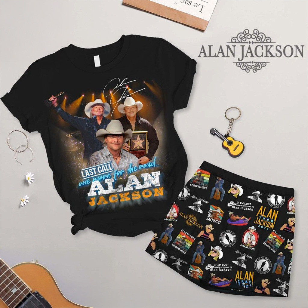 Last Call One More For The Road Alan Jackson Pajamas Set Fan Merch Gifts For Wife-1