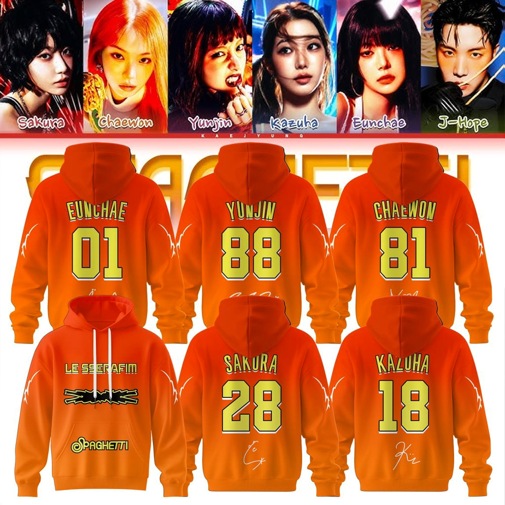 Le Sserafim Spaghetti 1st Single Album Hoodie Le Sserafim Merch Gifts For Fans-1
