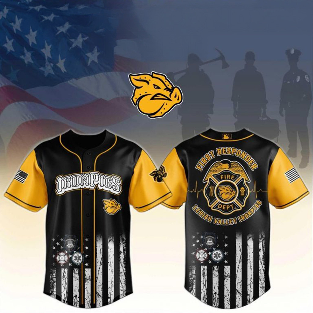 Lehigh Valley Ironpigs First Responders Night Special Edition Baseball Jersey Fan Merch-1